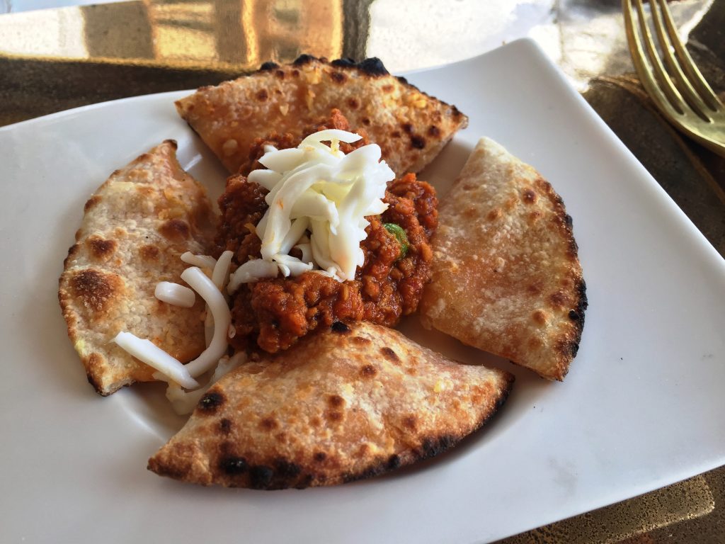 Masala Cheese Garlic Naan with Kheema 