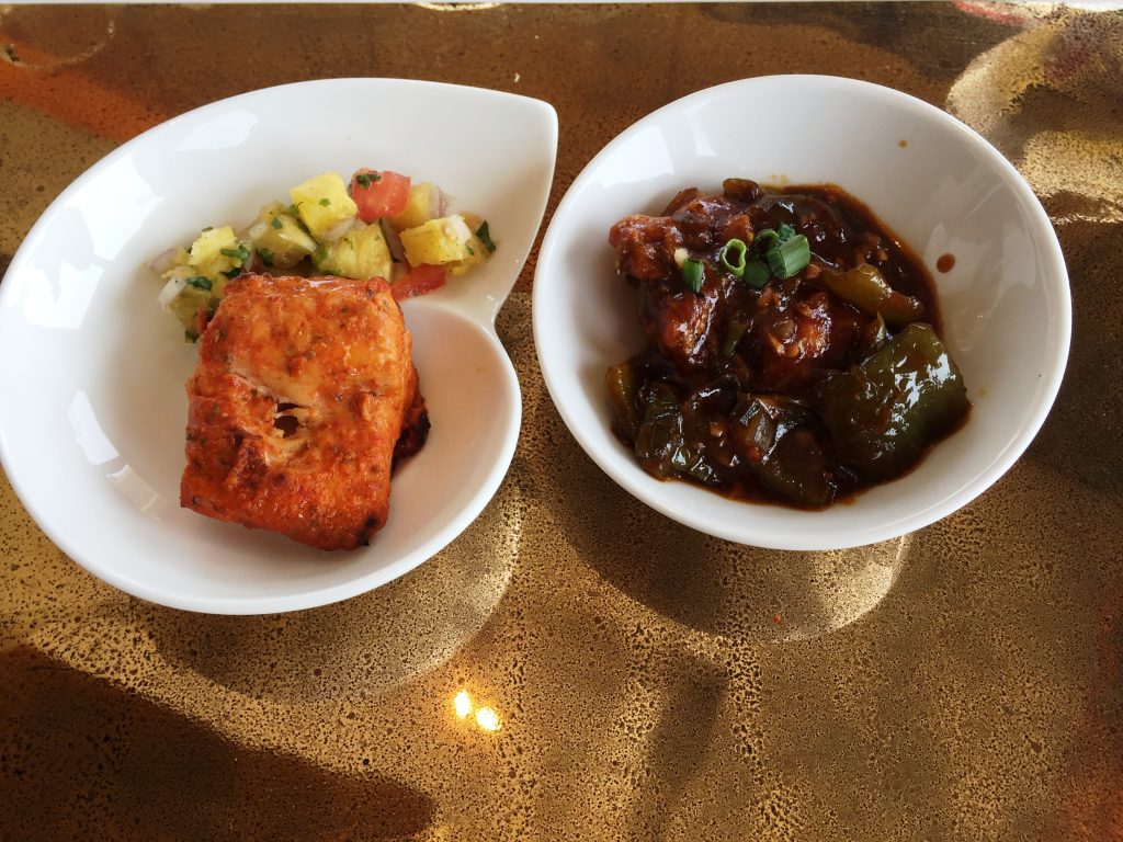Tikka And Manchurian - Fish Tikka With Pinapple Kachumbar Salsa and Chicken Manchurian 